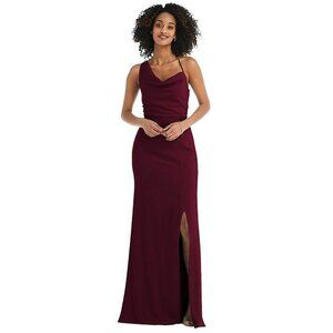 After Six Womens One-Shoulder Draped Cowl-Neck Maxi Dress‎ Cabernet Size 6